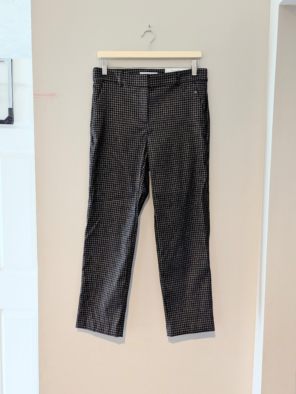 LOFT Riviera Slim Pants Gold Metallic Houndstooth Jacquard NWT 4 Party Work Wear